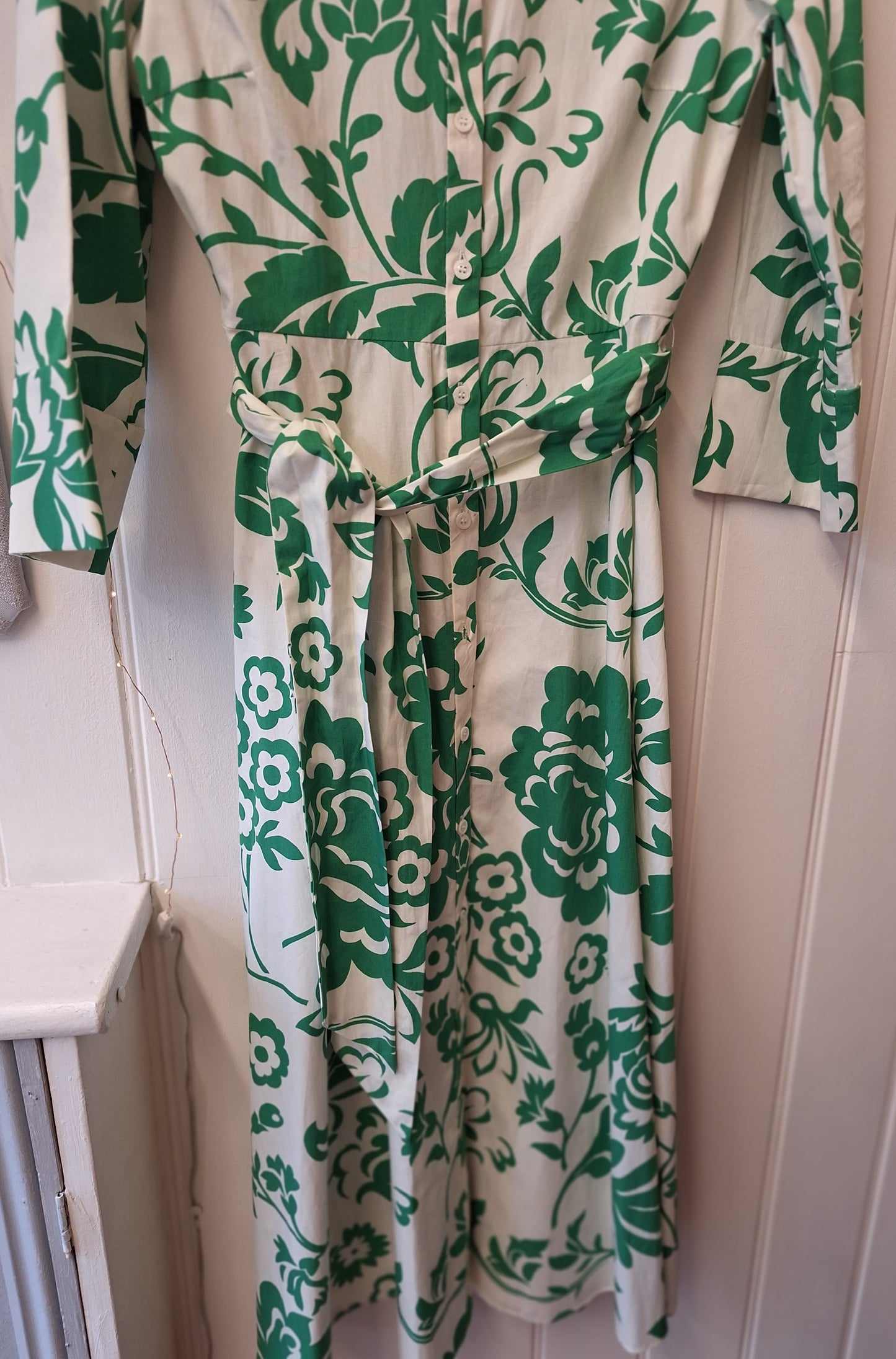 ZARA white and green print dress S