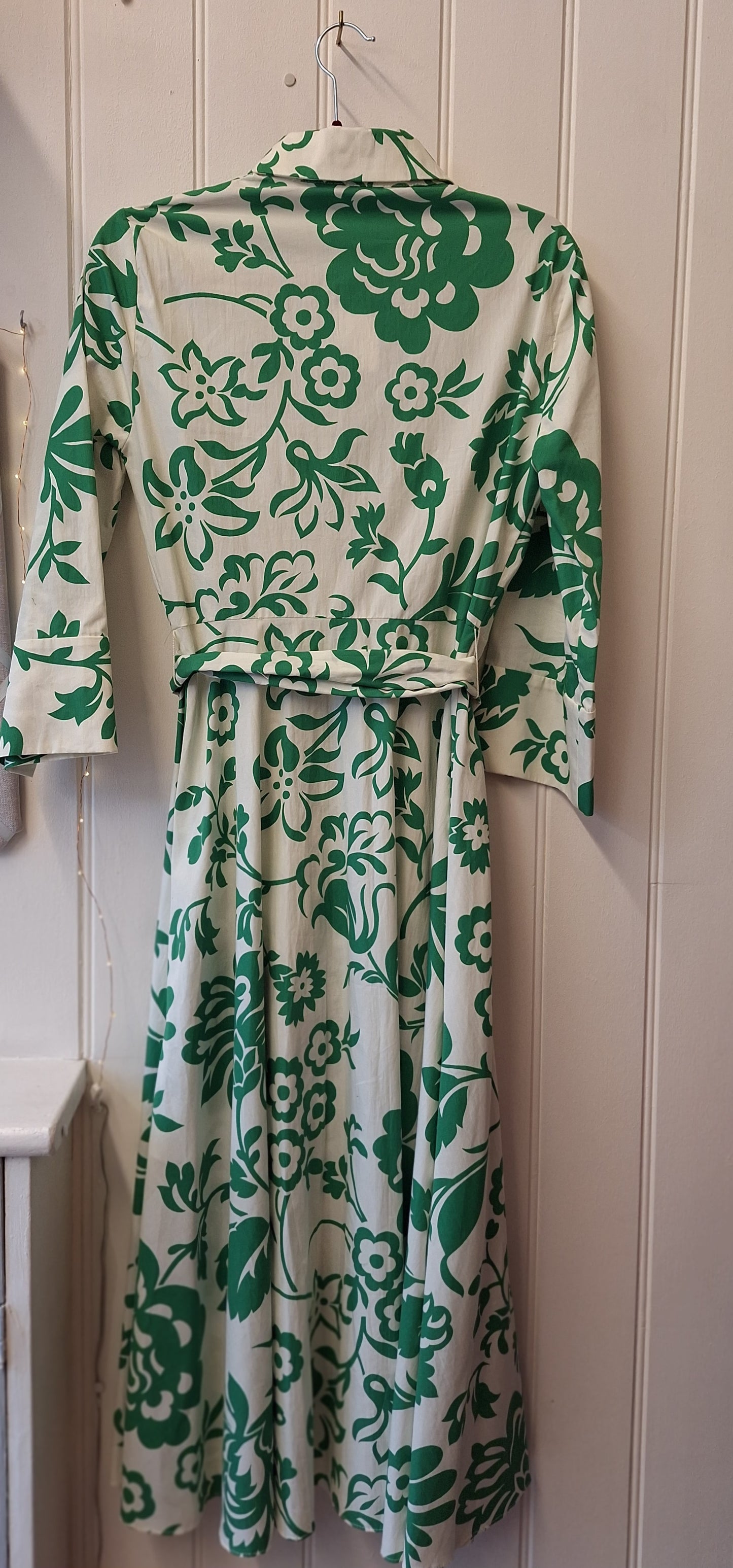 ZARA white and green print dress S