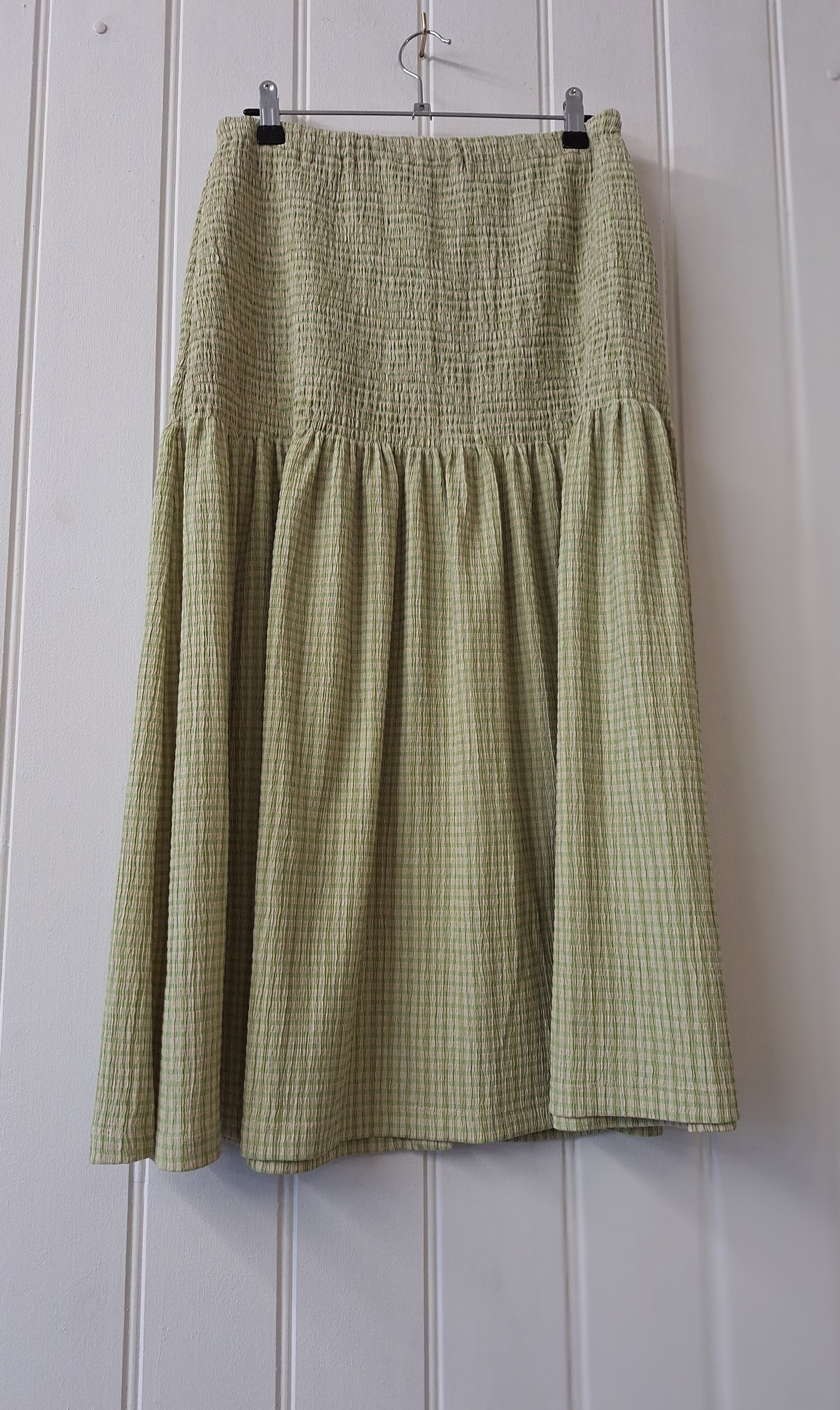MNG green and taupe button through skirt L