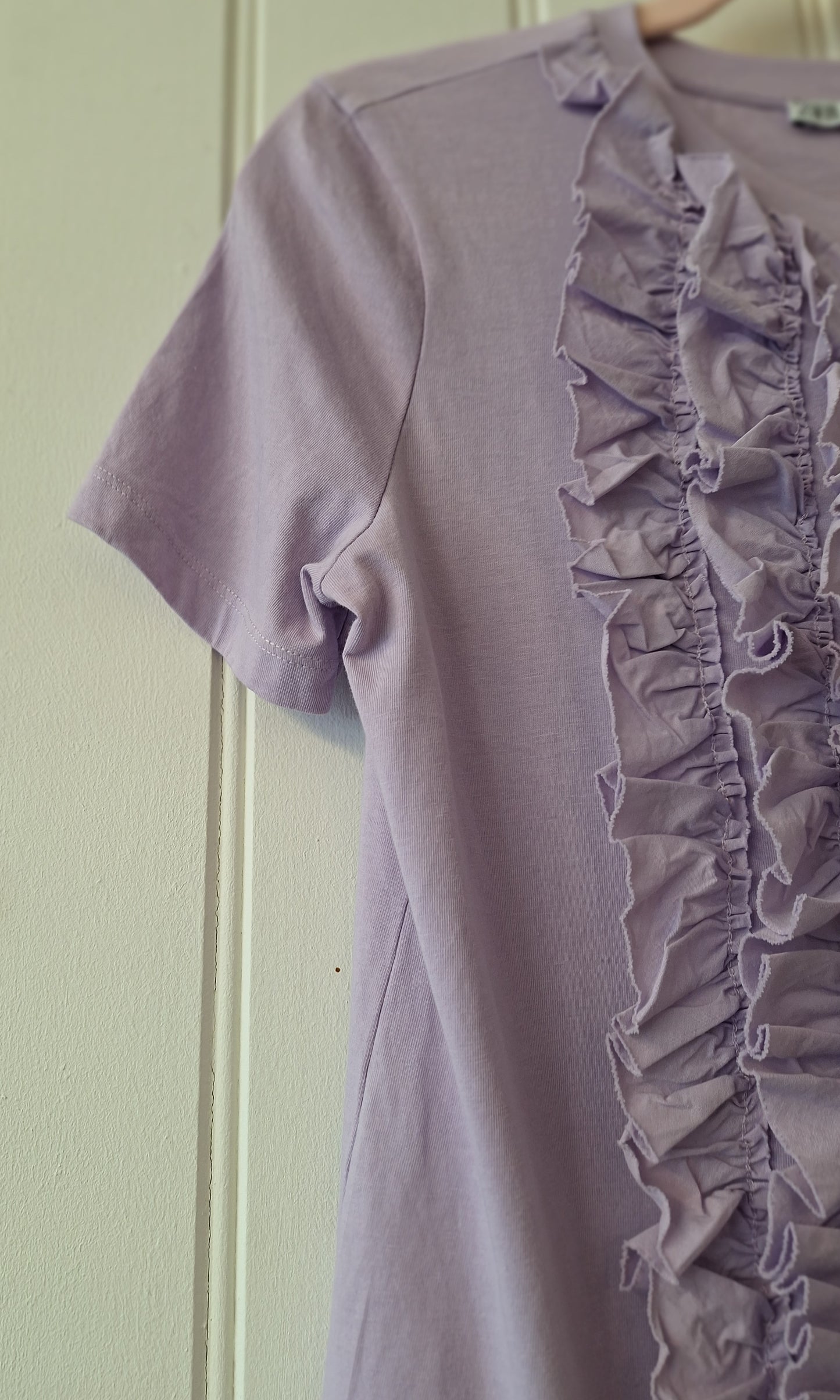 ZARA lilac frill detail top shirt S
