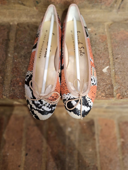 French Sole peach snake print ballet pumps 6