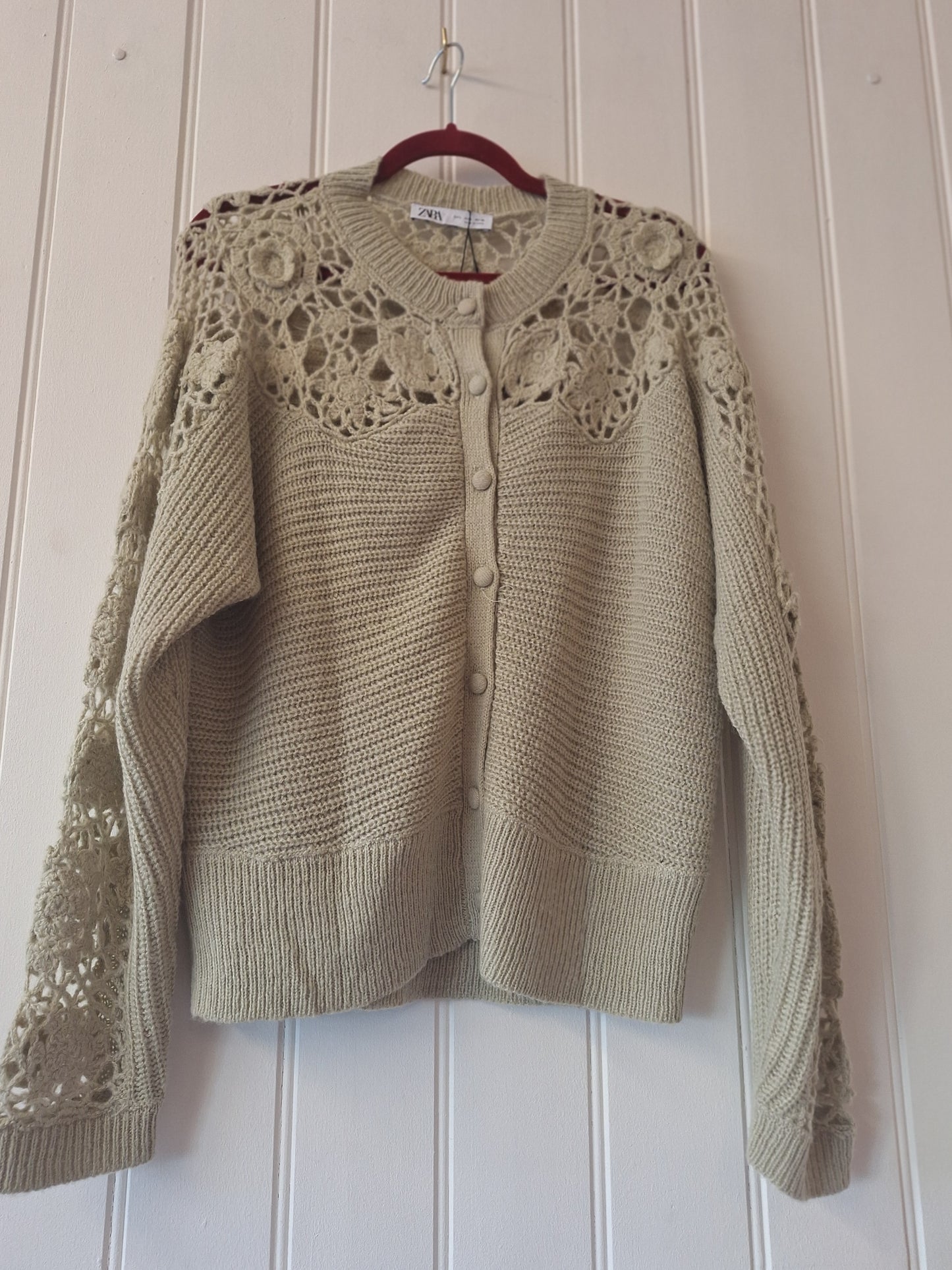 ZARA green knitted cardigan L