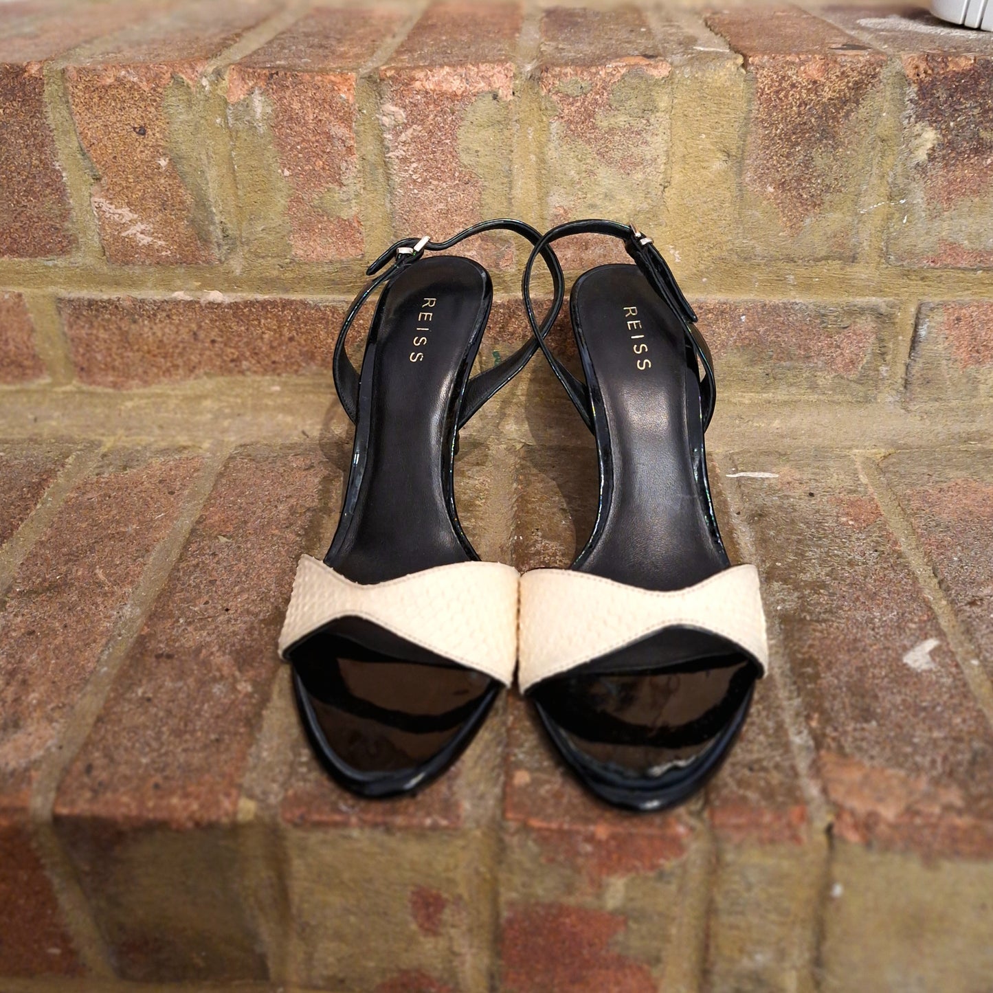 REISS cream and black sandals 6