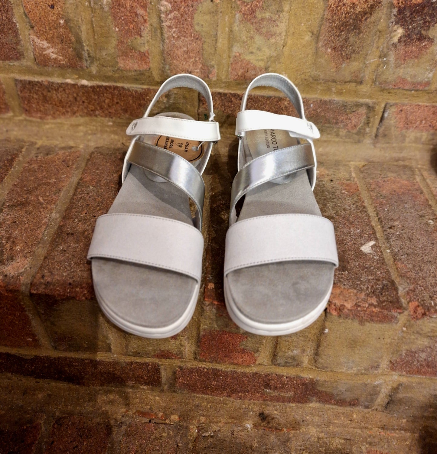 Marco Tozzi white and silver sandals 6