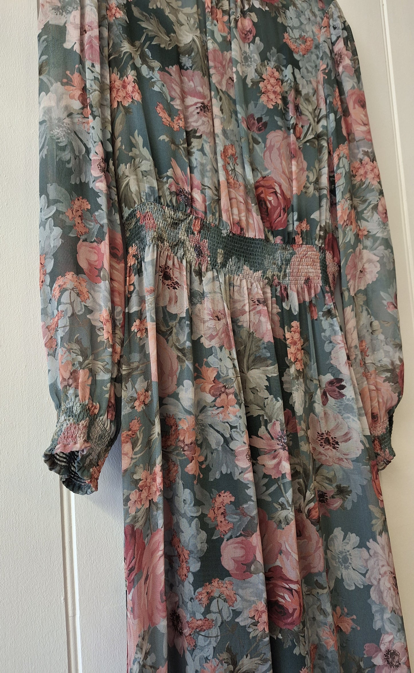ZARA green and pink floral dress M