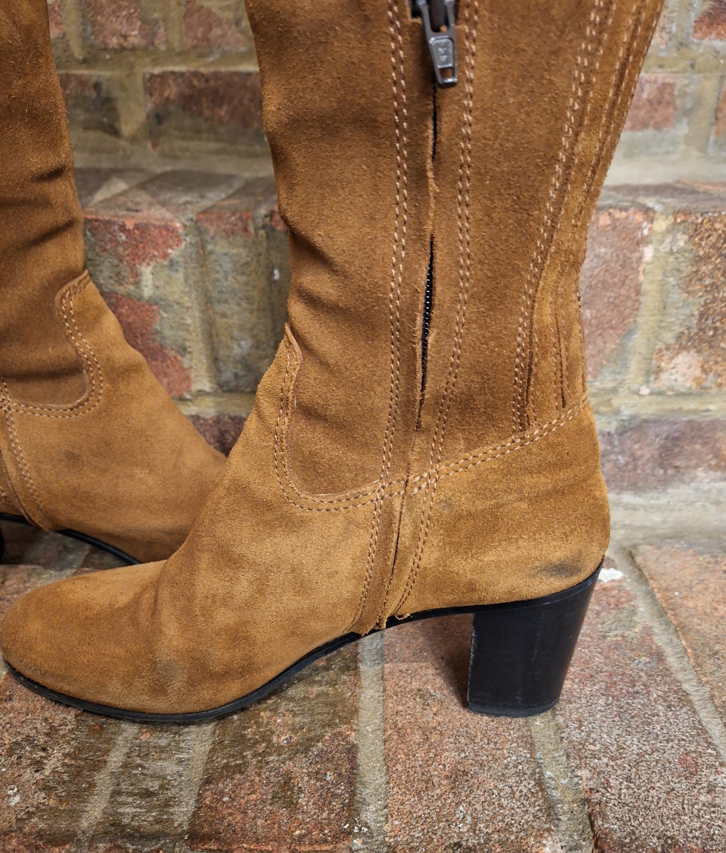 Fairfax & Favor tan Amira heeled boots 7.5