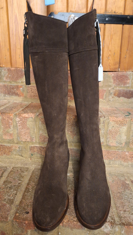 Fairfax & Favor "Regina" knee high suede heeled boots -Chocolate-5