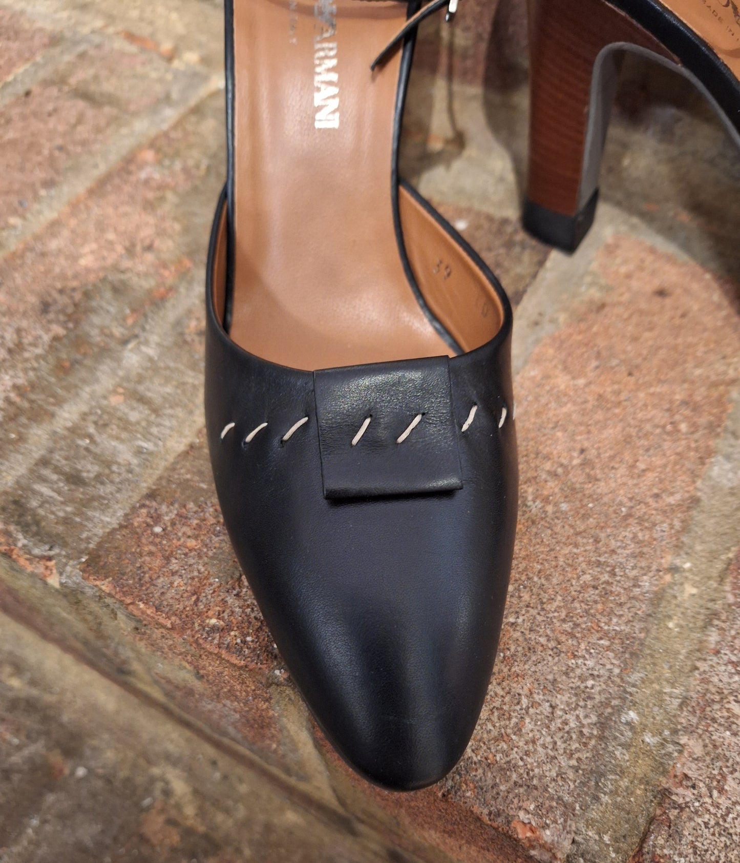Emporio Armani black ankle strap shoes 6