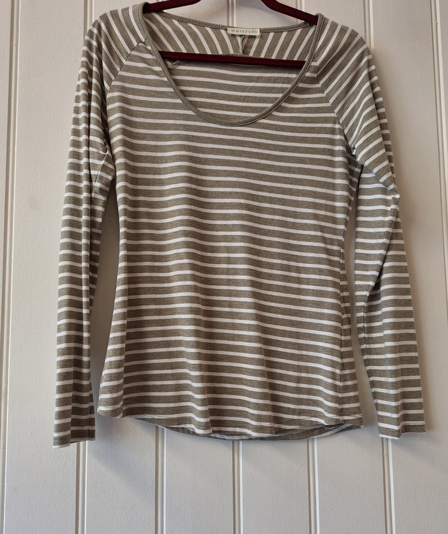 Whistles taupe and white striped top 10