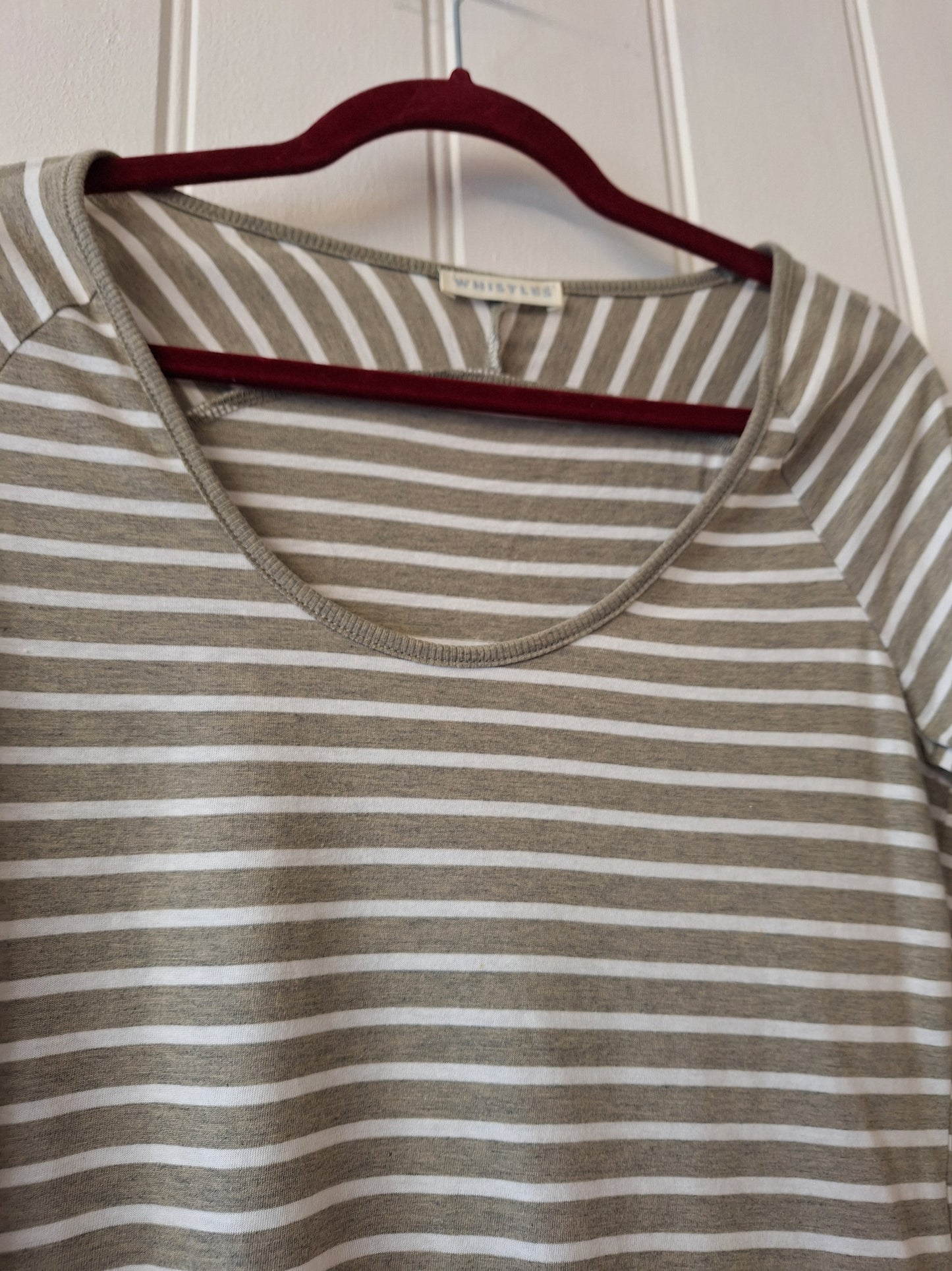 Whistles taupe and white striped top 10