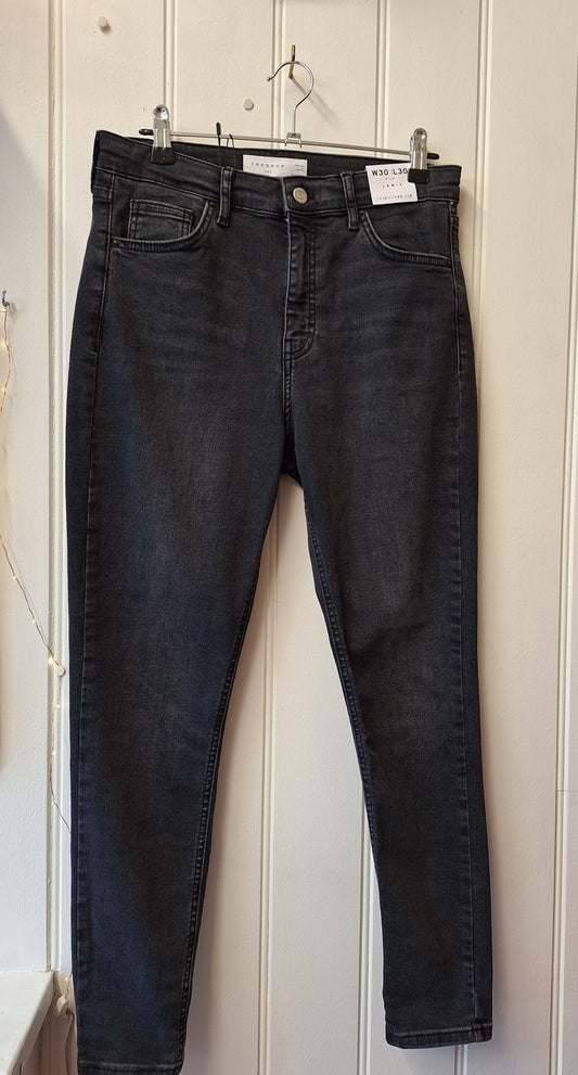 TOPSHOP black high waisted skinny jeans W30