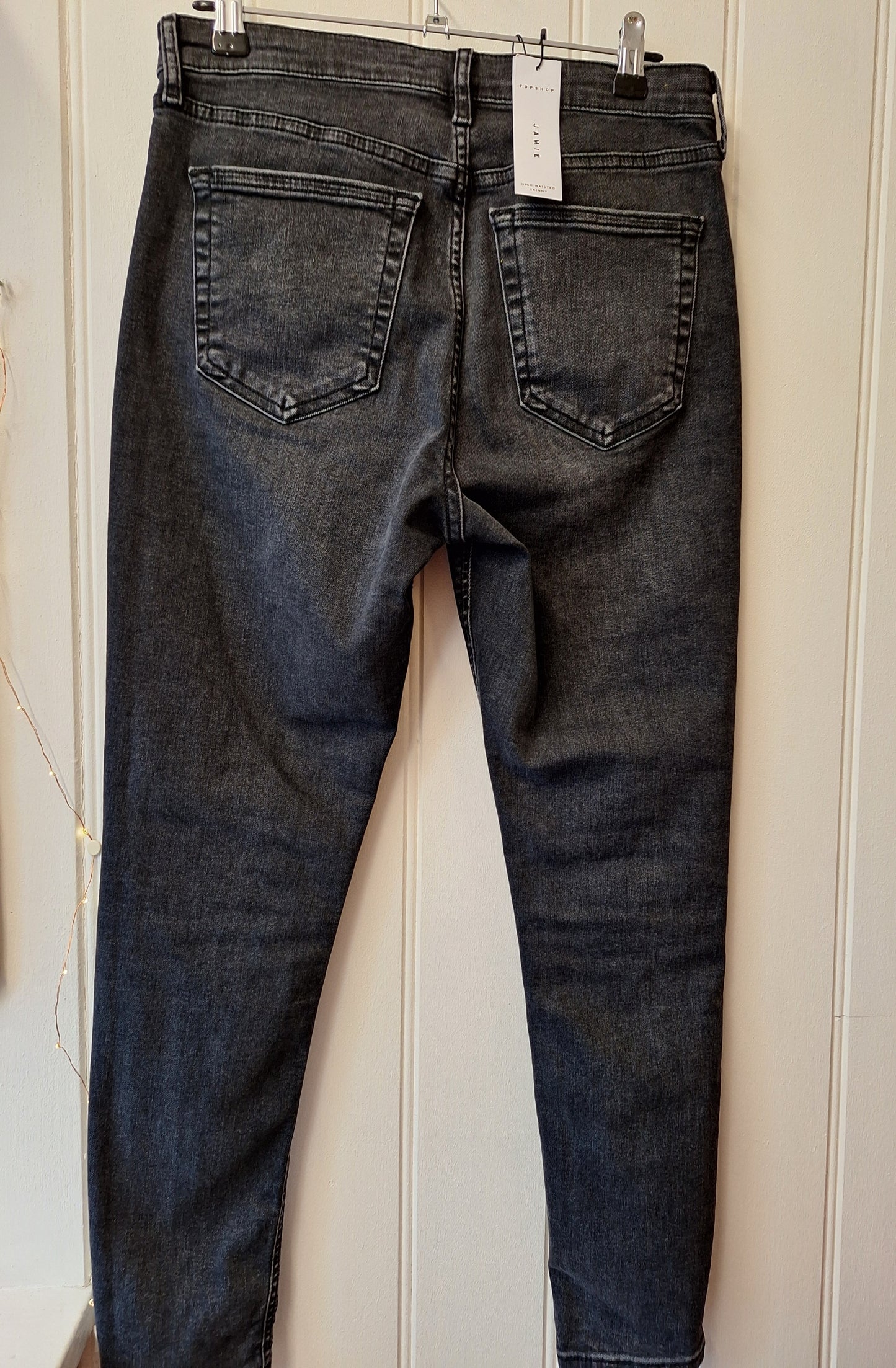 TOPSHOP black high waisted skinny jeans W30