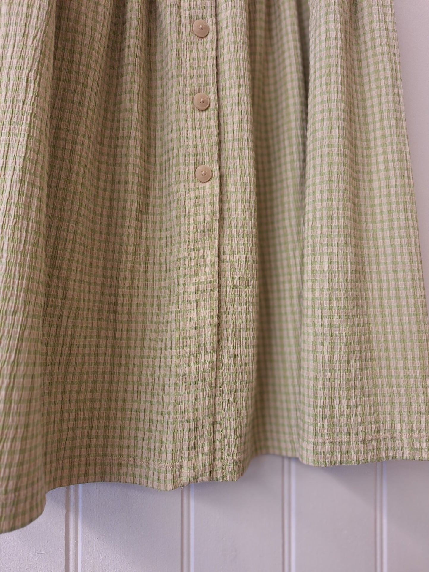 MNG green and taupe button through skirt L
