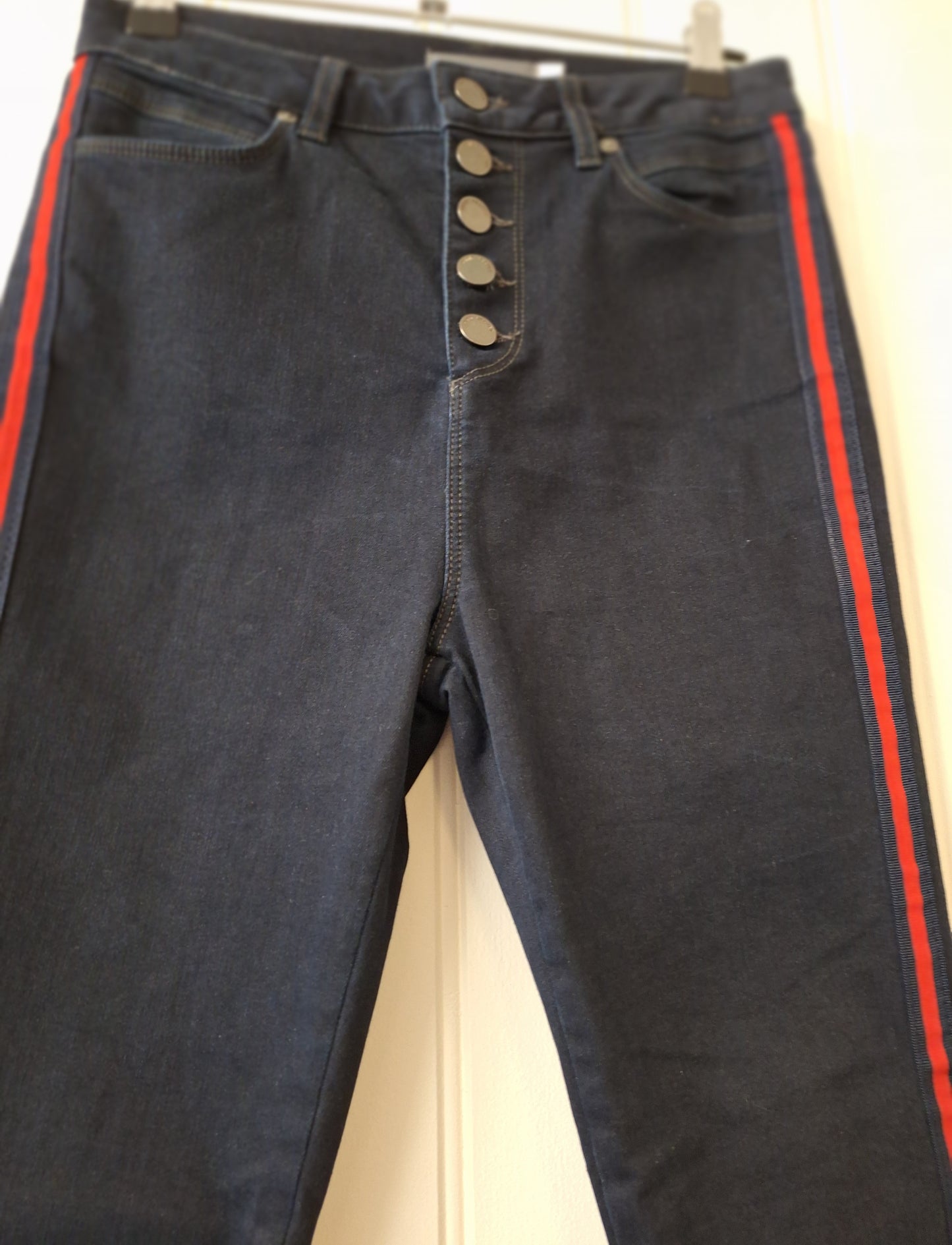 Mint Velvet navy side stripe jeans 10