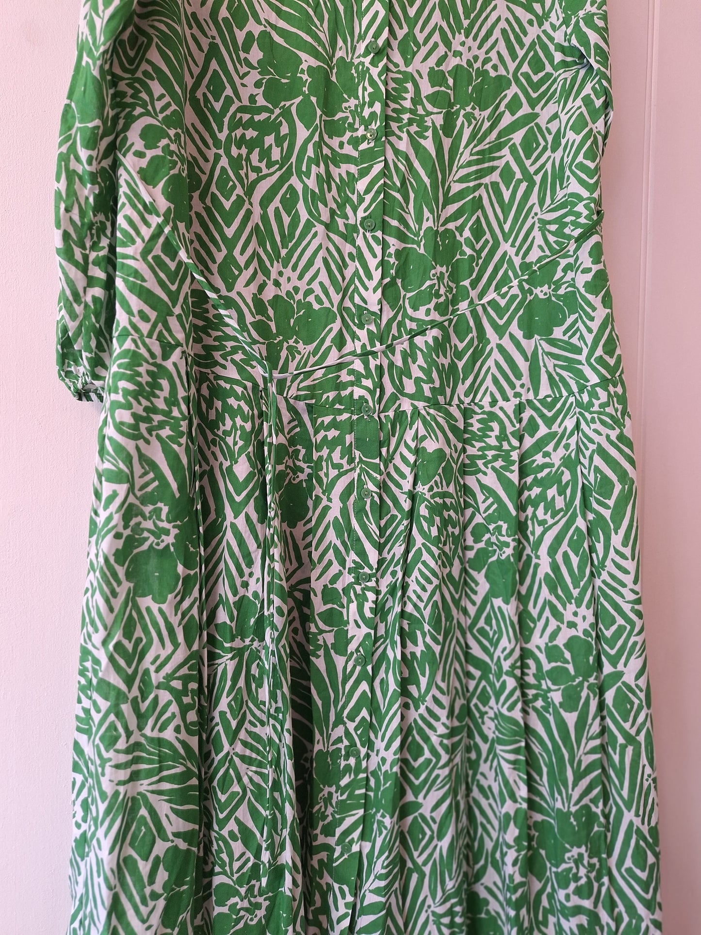 ZARA green and white print dress L