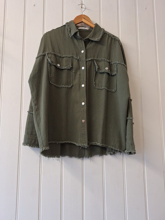 JubyLee green fray edge jacket M/L