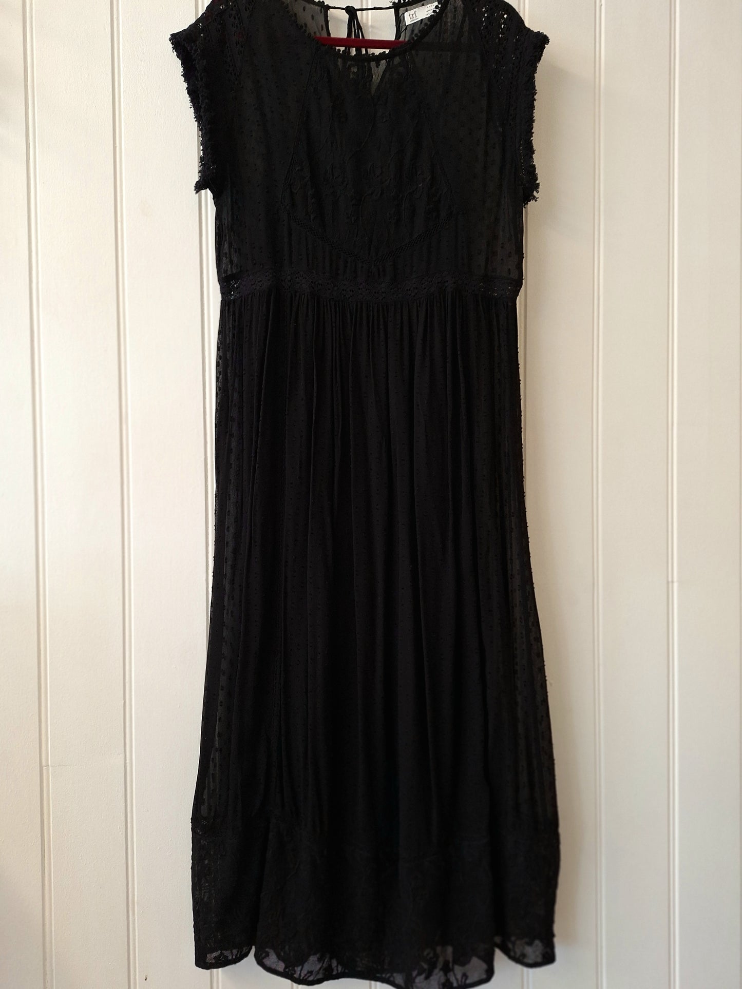 ZARA black lace maxi dress L