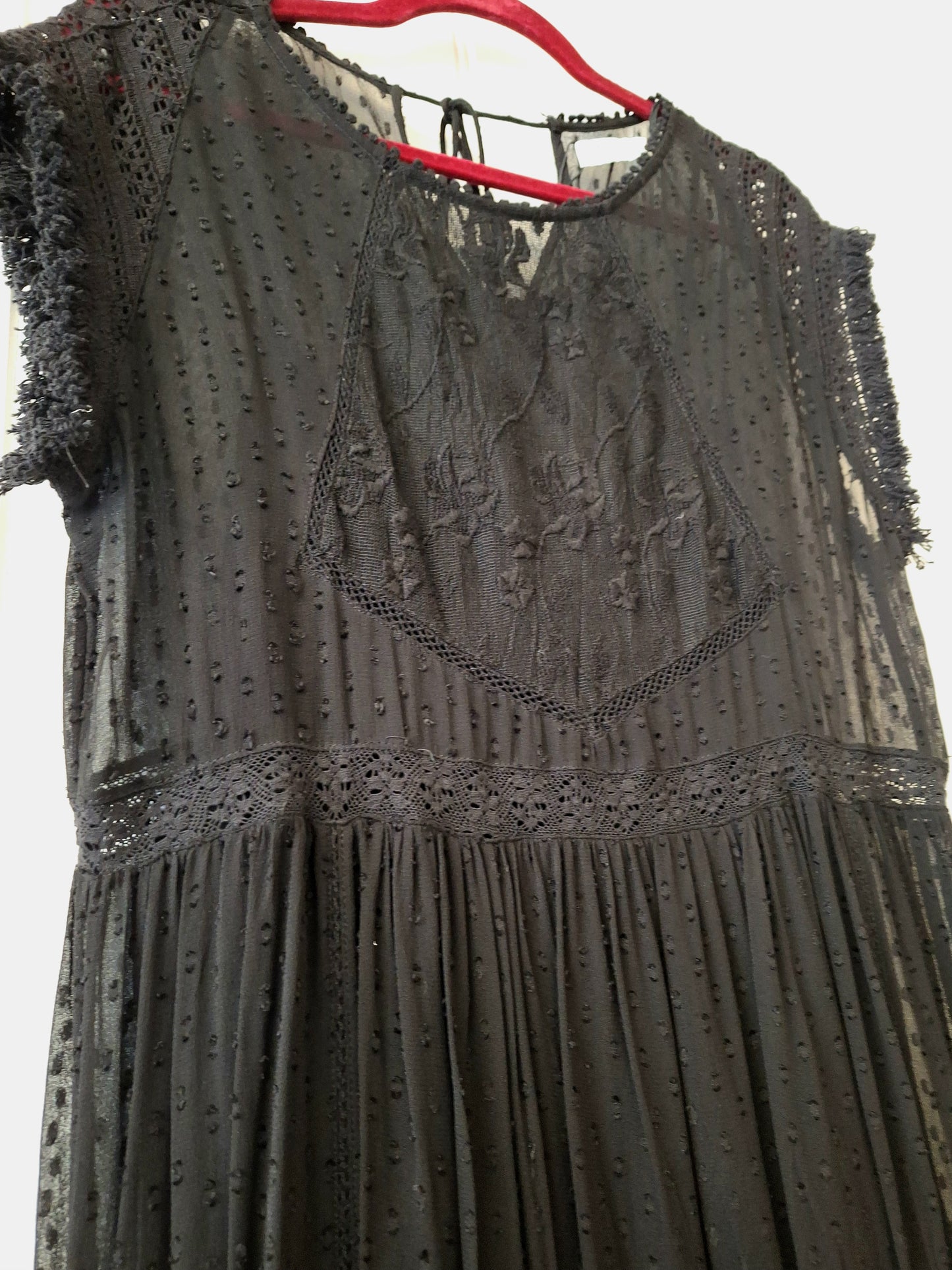 ZARA black lace maxi dress L