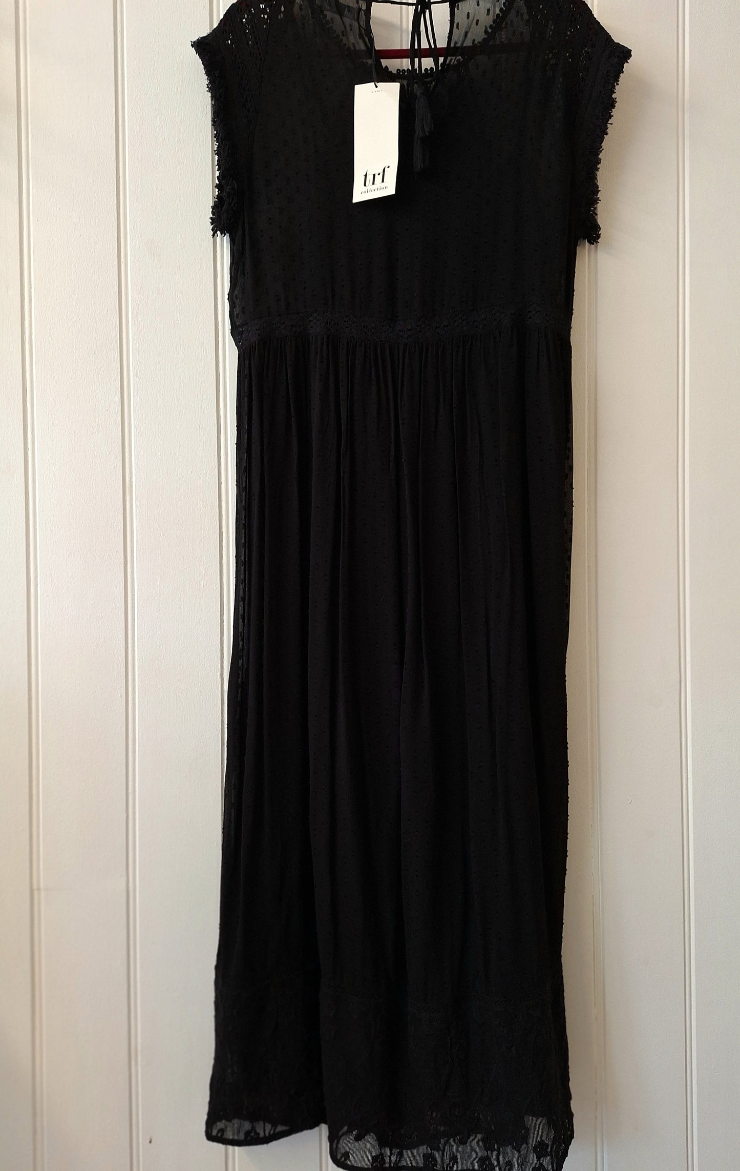 ZARA black lace maxi dress L