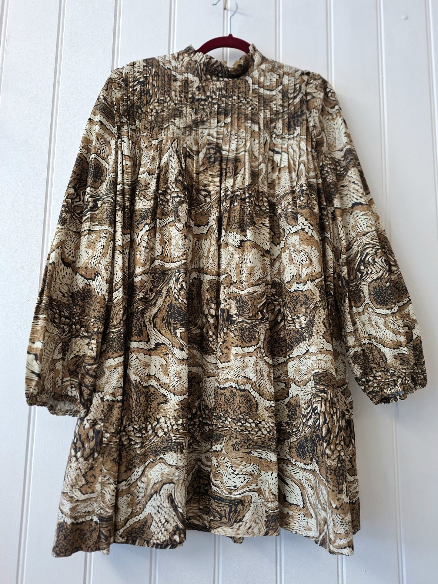 GANNI brown mix print dress 12