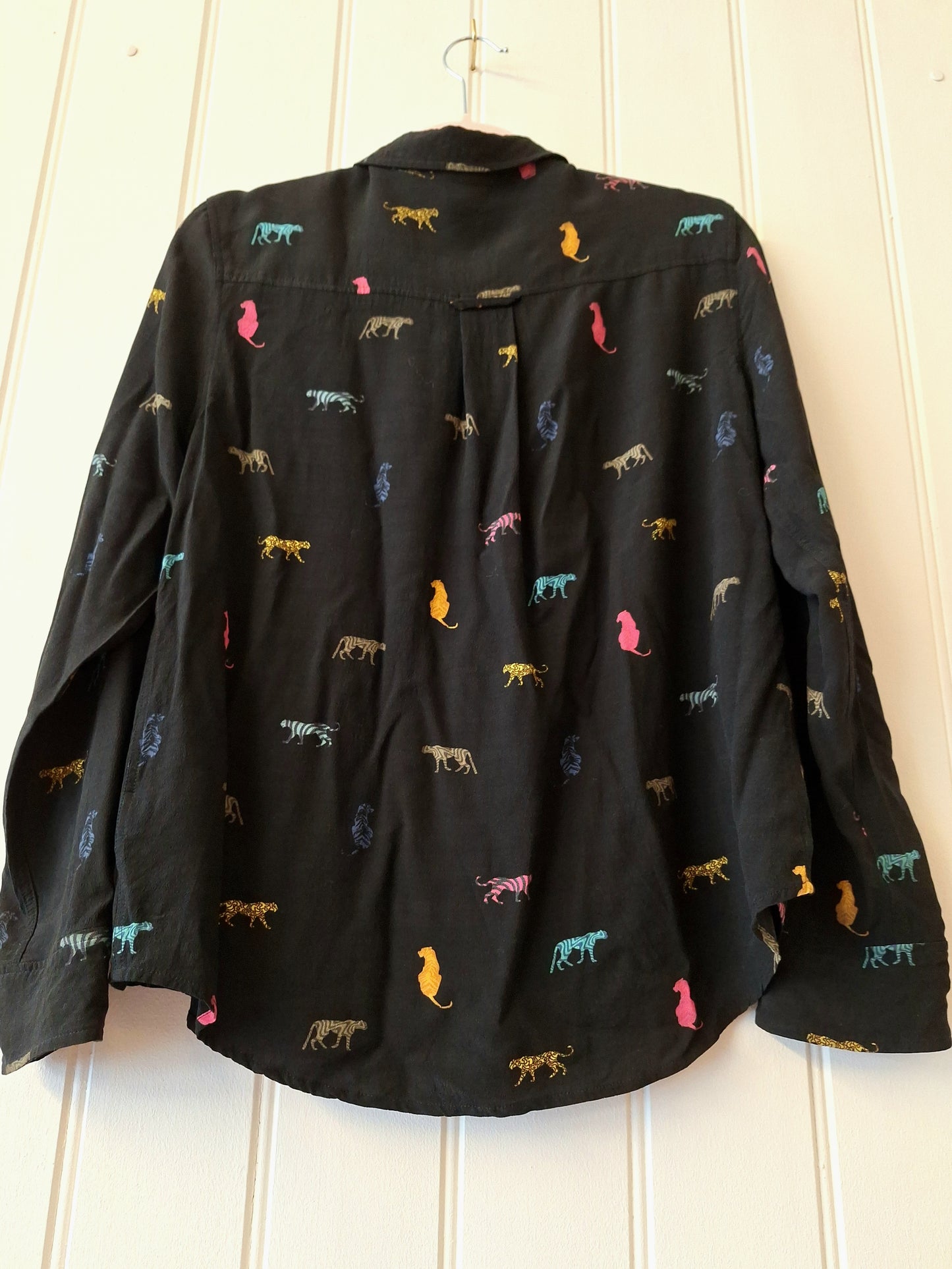 RAILS black cat print shirt L