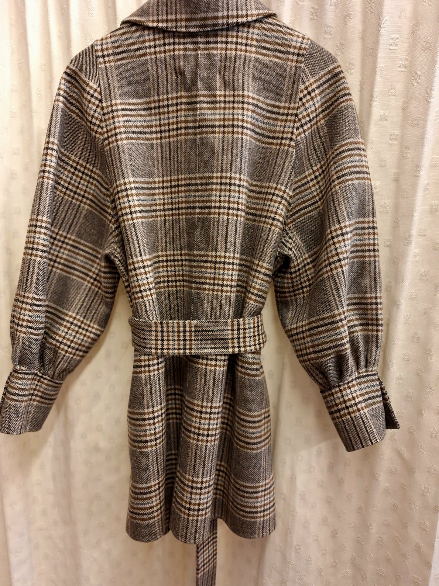 MAJE Black and brown check coat S