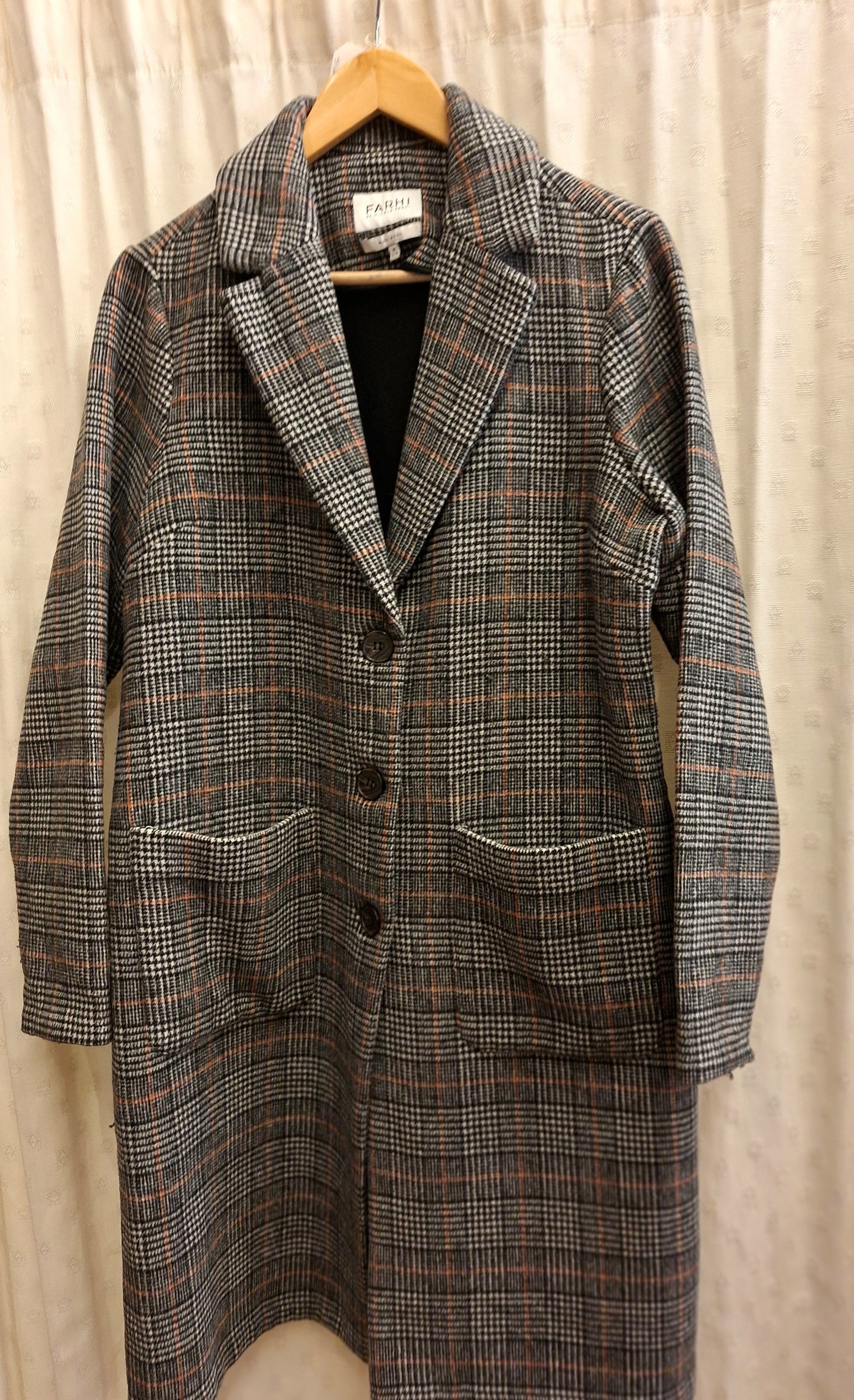 Farhi wool blend check coat 12