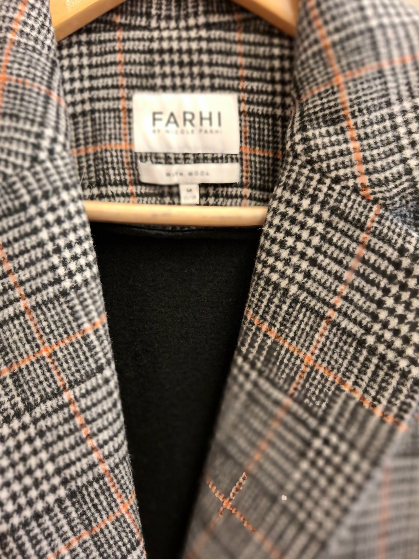 Farhi wool blend check coat 12