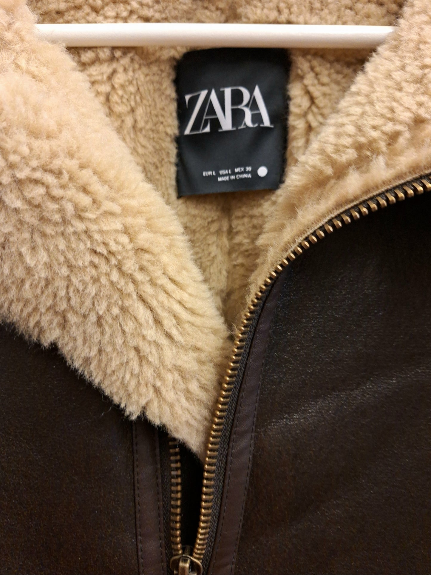 ZARA brown faux leather jacket L