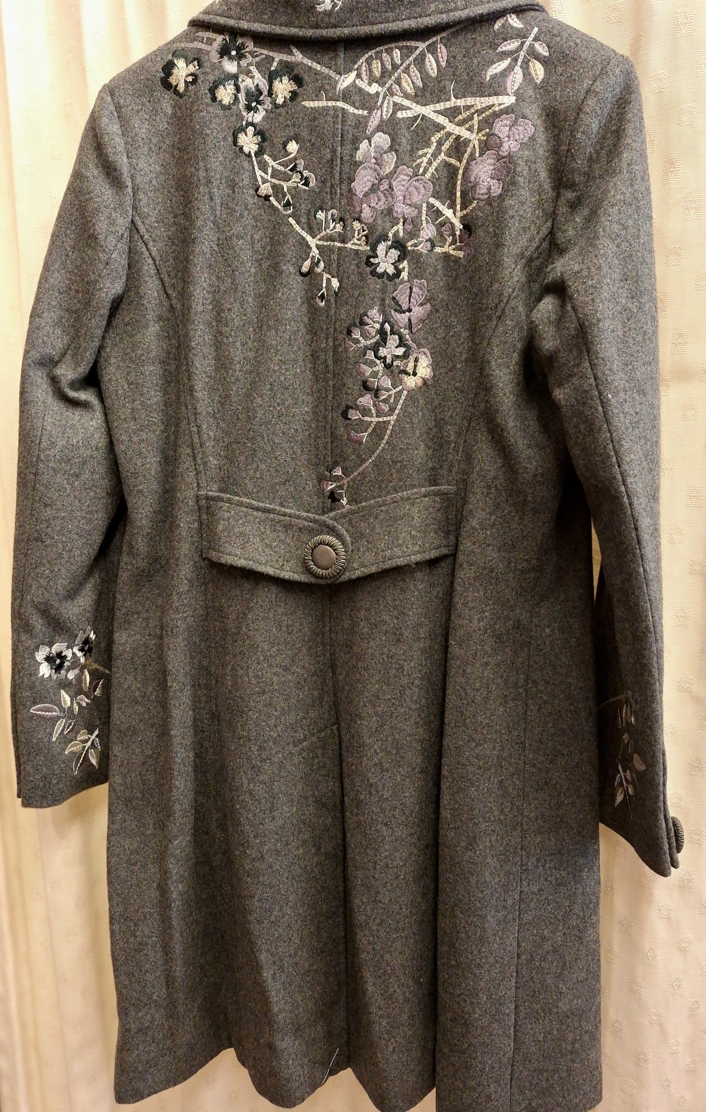 Edina Ronay grey embroidered coat 14