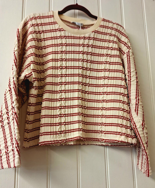 ZARA red and cream striped knit L