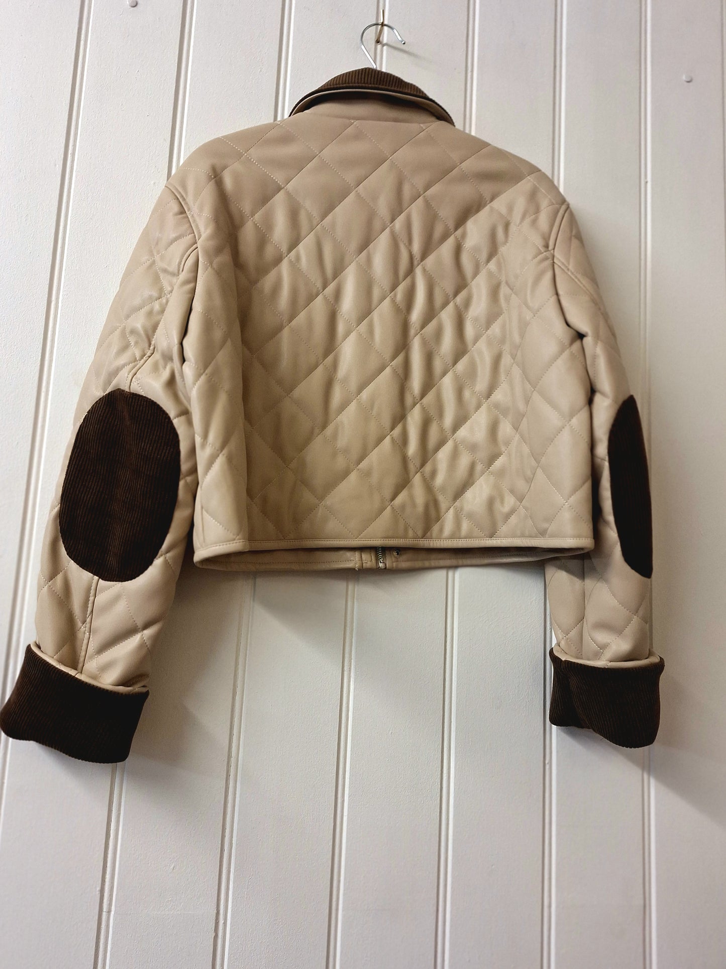 Lumina cream & brown cropped jacket M