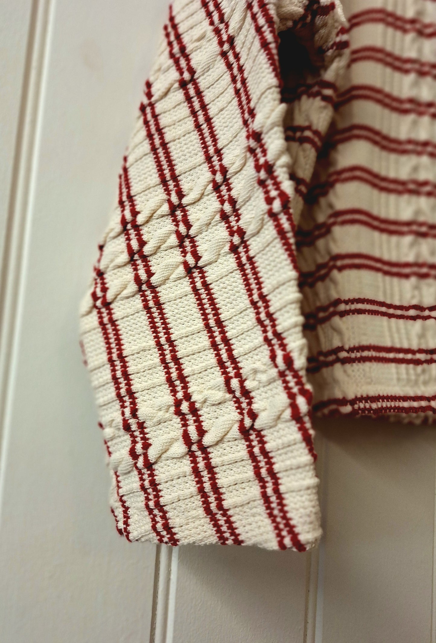 ZARA red and cream striped knit L