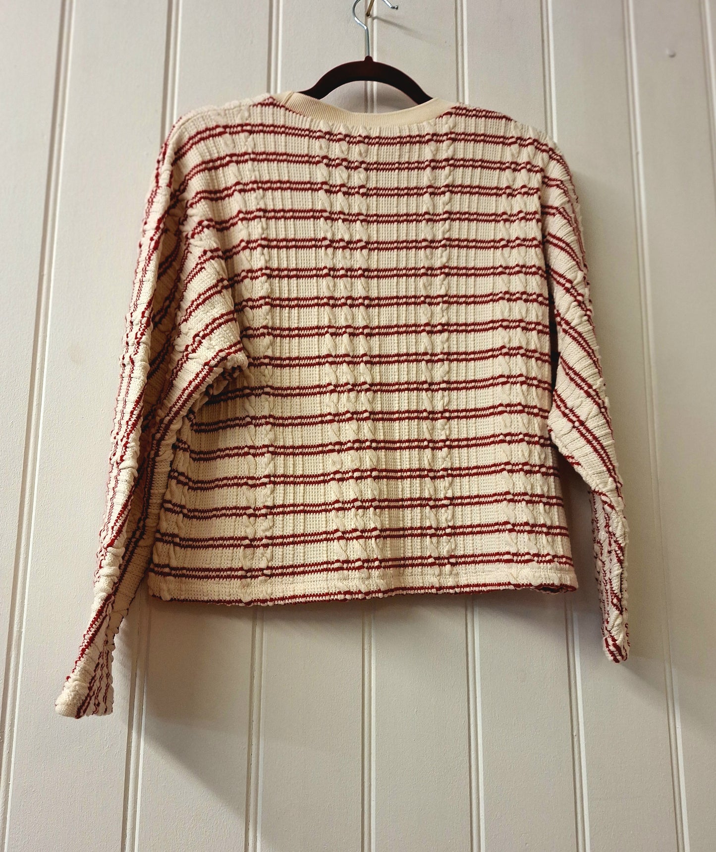 ZARA red and cream striped knit L