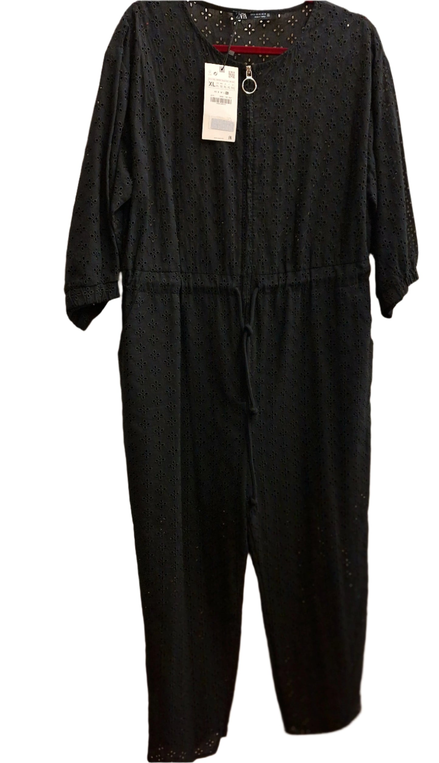 ZARA black broderie anglais jumpsuit XL