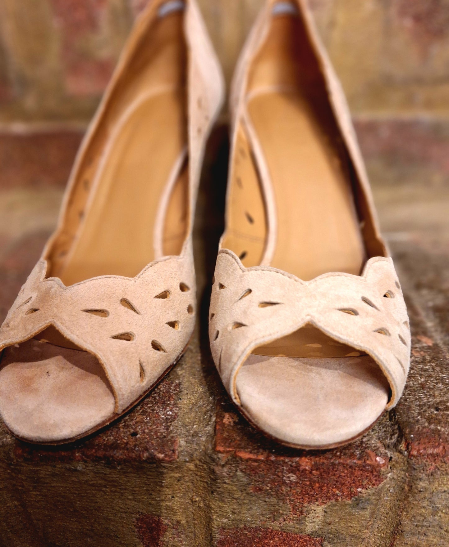 Sezane taupe peep toe shoes 6