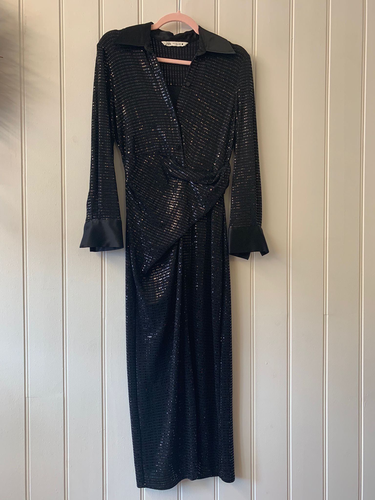 New Zara outlet midi sequin shirt dress