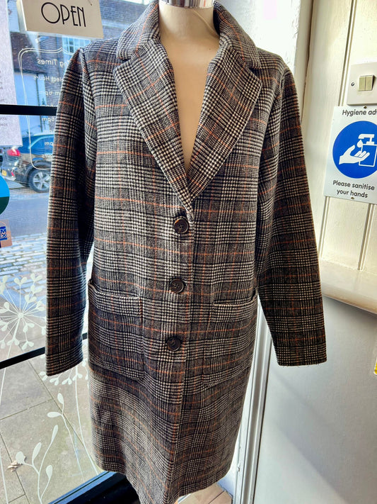 Farhi wool blend check coat 12