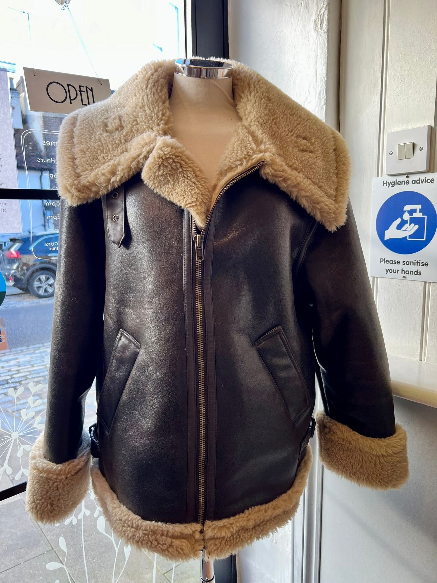 ZARA brown faux leather jacket L