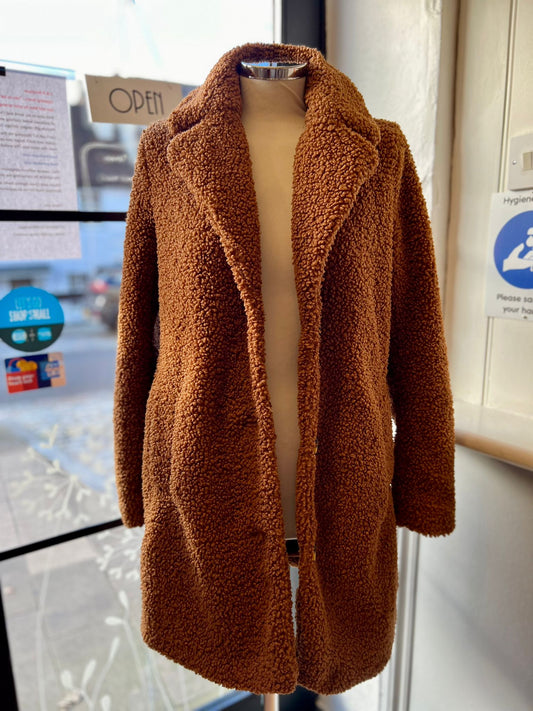 b.young tan teddy coat S