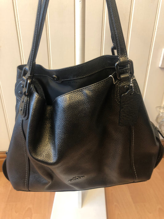 COACH pewter leather bag